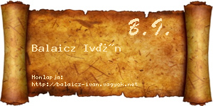 Balaicz Iván névjegykártya